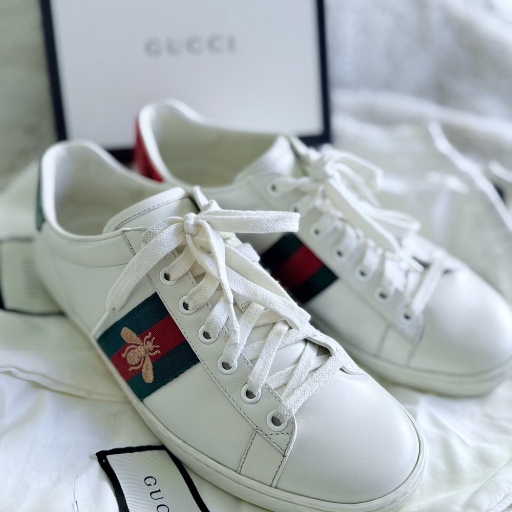 Gucci Ace Embroidered Bee Sneakers - EU 37 1/2 / US 7.5 (runs 1/2 size larger)